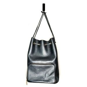 Leanelle | Gray Perforated Leather Bucket Bag NWOT